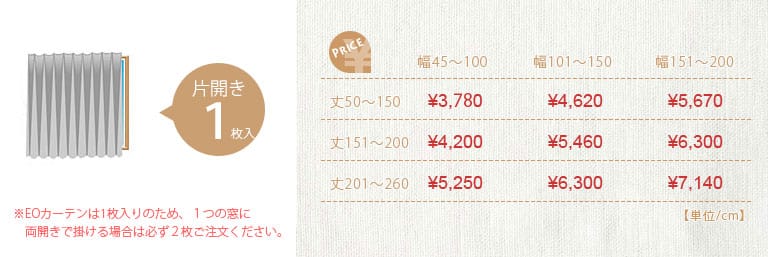 オーダーサイズ・価格