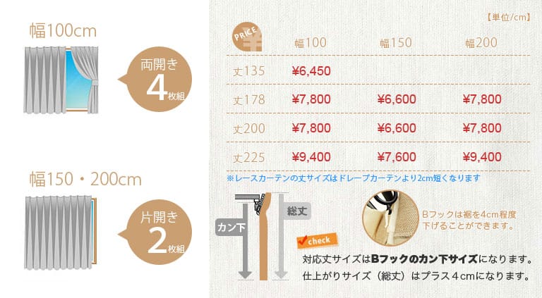 カーテン価格表