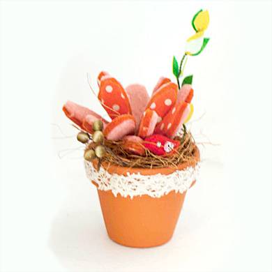 フェルトで創る基本の多肉植物 ピンク・オレンジ系