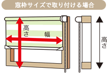 調光ロールスクリーン 採寸 正面付け