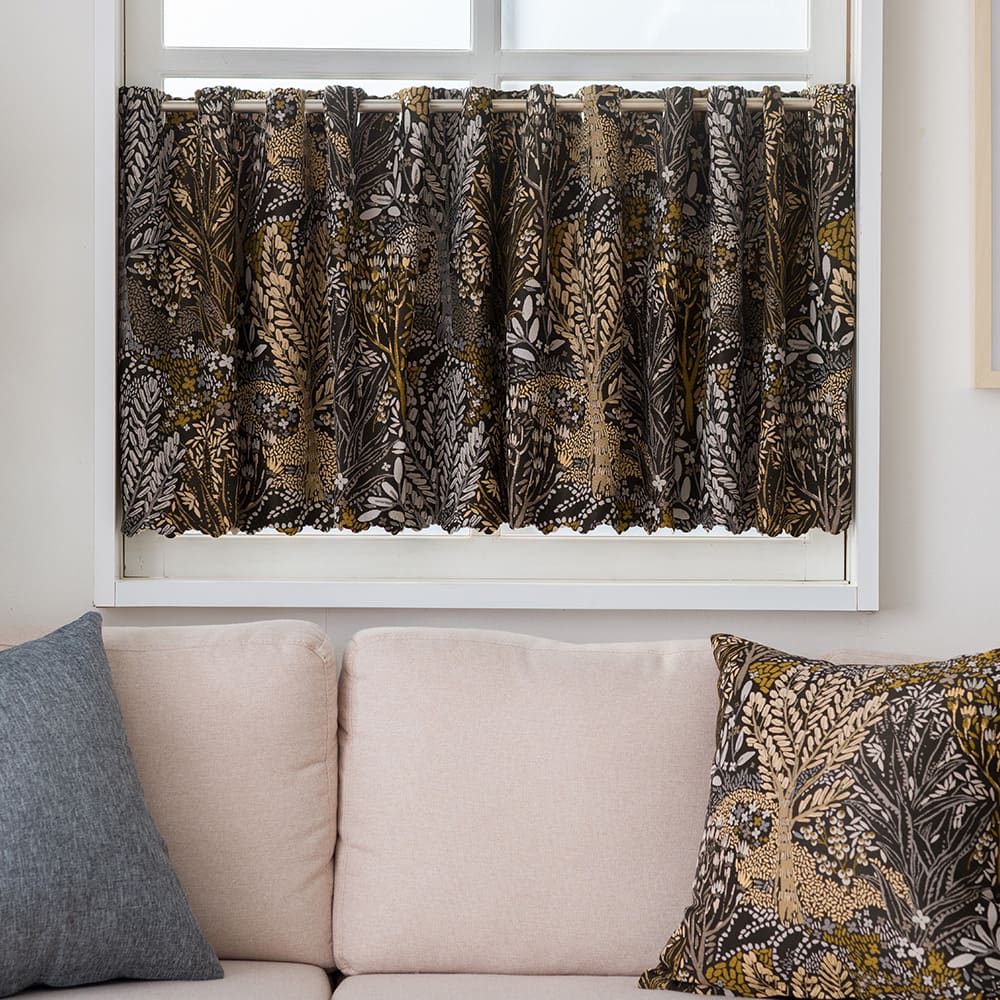 小窓カフェカーテン 洗濯OK【YH8023】シャドウガーデン