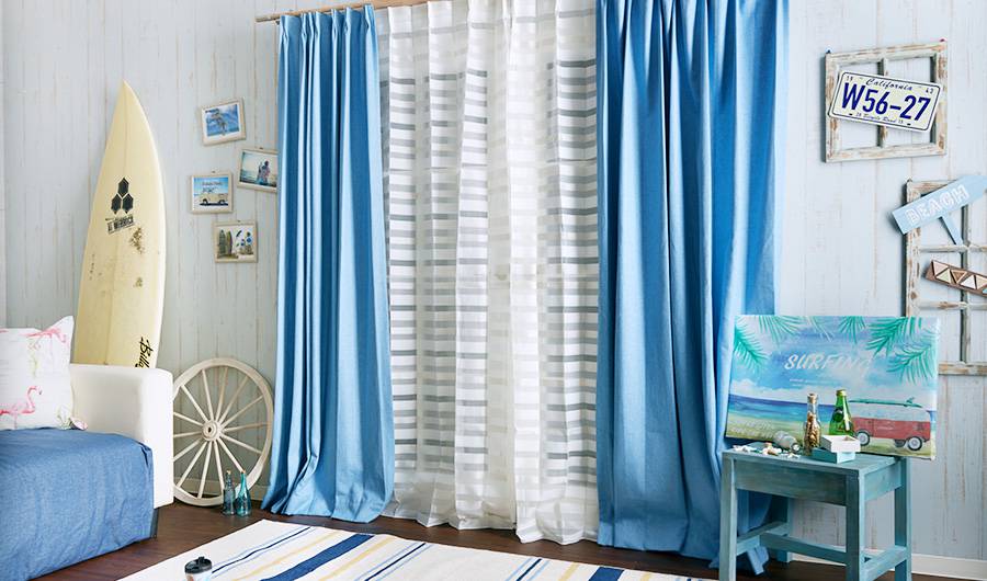 西海岸インテリア・マリンインテリアのカーテン